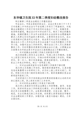 2024年东华镇卫生院第二季度妇幼整改报告