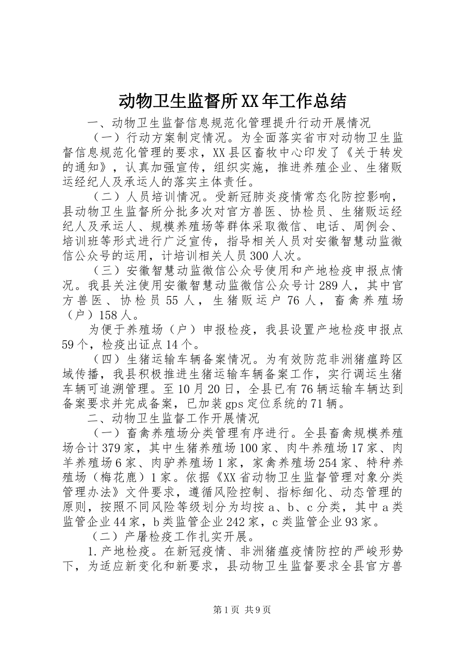 2024年动物卫生监督所工作总结_第1页