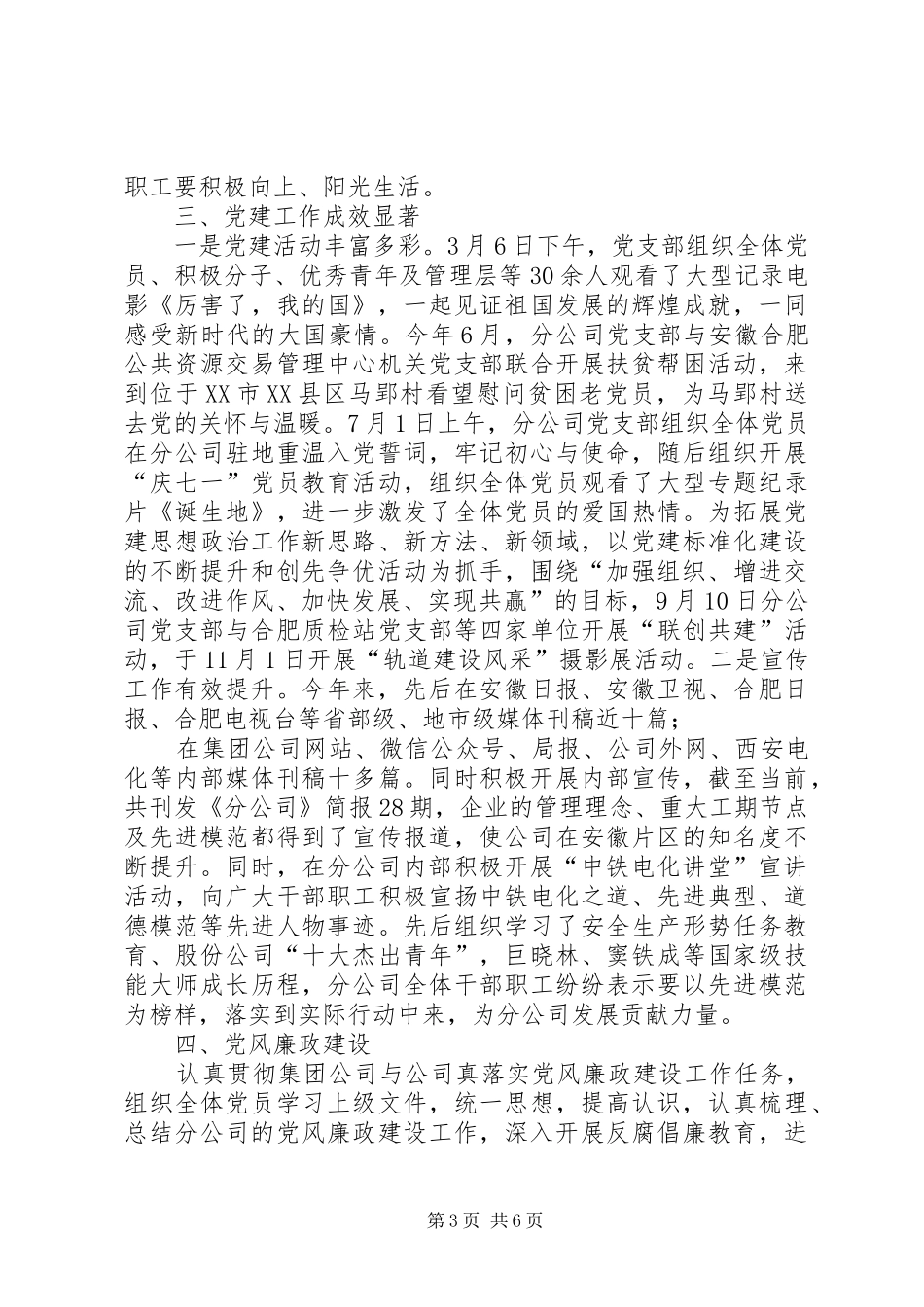 2024年分公司党支部工作总结及工作设想_第3页