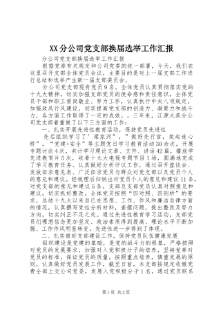 2024年分公司党支部换届选举工作汇报