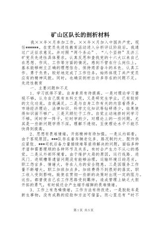 2024年矿山区队长的剖析材料