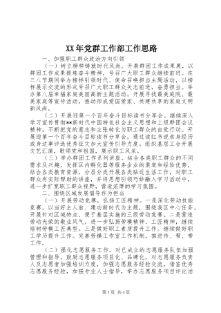 2024年党群工作部工作思路