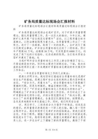 2024年矿务局质量达标现场会汇报材料