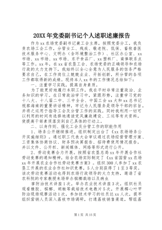 2024年党委副书记个人述职述廉报告