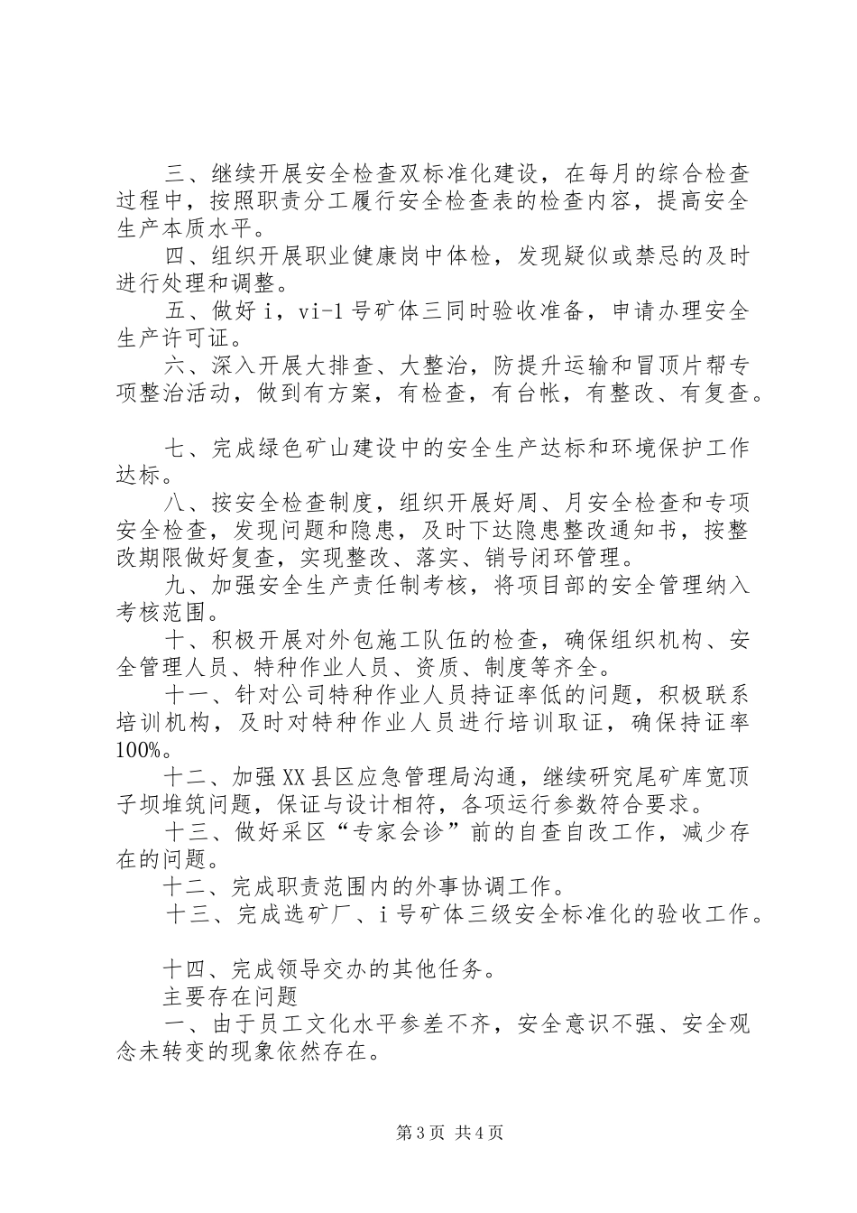 2024年矿业公司安全部工作总结_第3页