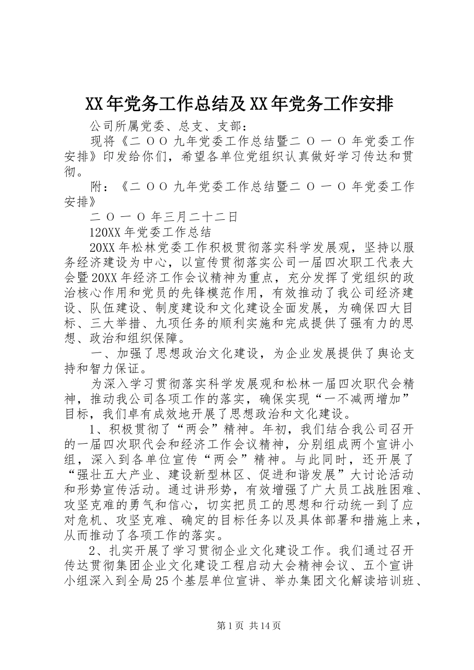 2024年党务工作总结及党务工作安排_第1页