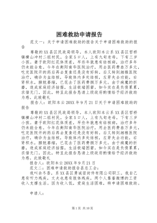 2024年困难救助申请报告