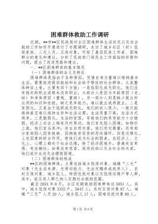 2024年困难群体救助工作调研