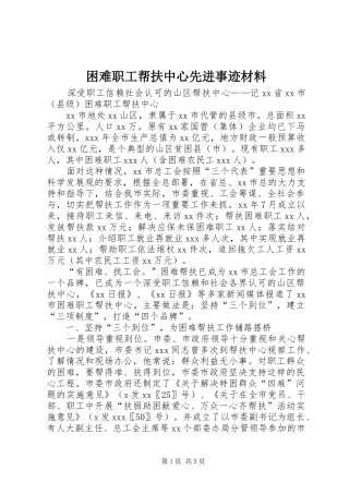 2024年困难职工帮扶中心先进事迹材料