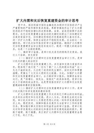 2024年扩大内需和灾后恢复重建资金的审计思考