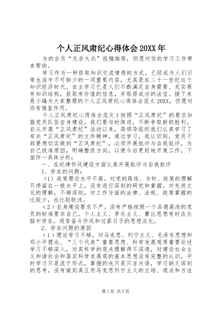 2024年个人正风肃纪心得体会