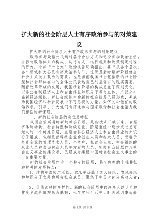 2024年扩大新的社会阶层人士有序政治参与的对策建议