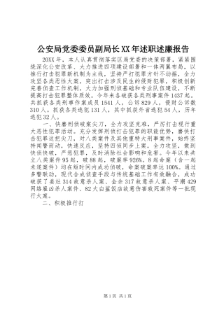 2024年公安局党委委员副局长述职述廉报告