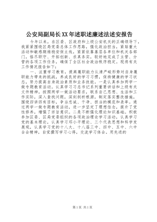 2024年公安局副局长述职述廉述法述安报告