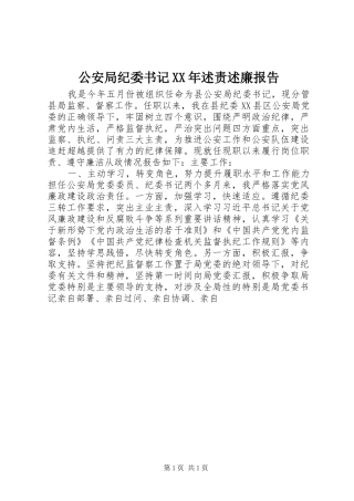 2024年公安局纪委书记述责述廉报告