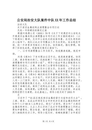 2024年公安局治安大队案件中队工作总结