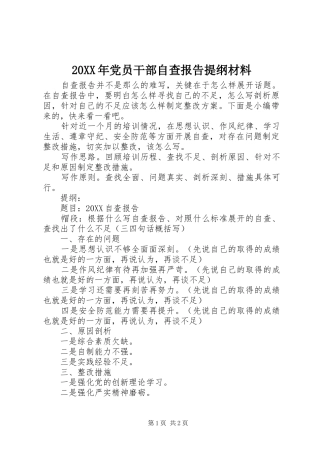 2024年党员干部自查报告提纲材料