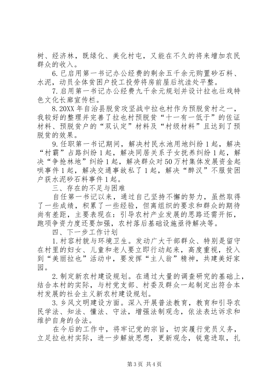 2024年拉也村第一书记述职报告_第3页
