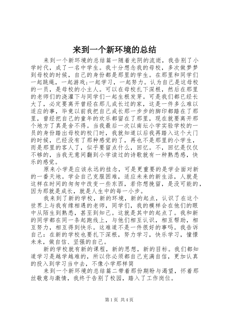 2024年来到一个新环境的总结_第1页
