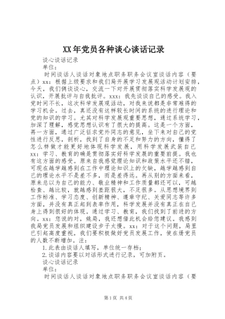 2024年党员各种谈心谈话记录