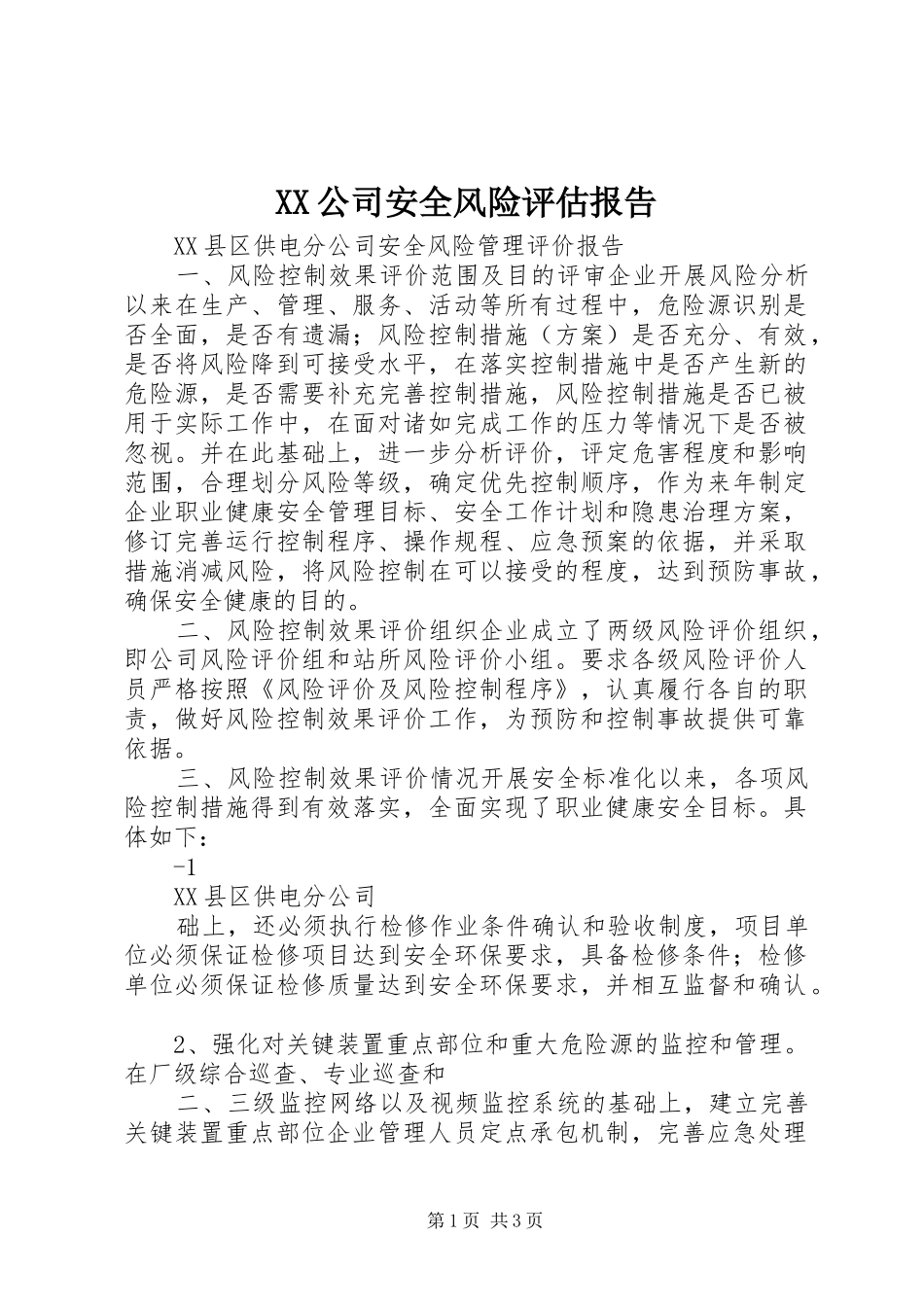 2024年公司安全风险评估报告_第1页