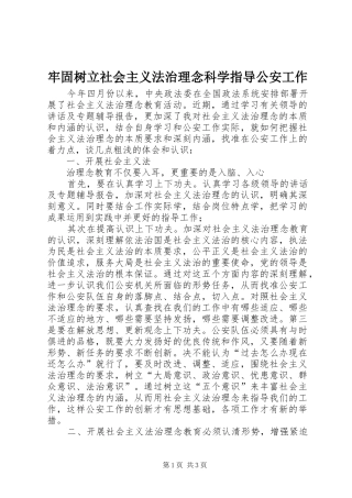 2024年牢固树立社会主义法治理念科学指导公安工作