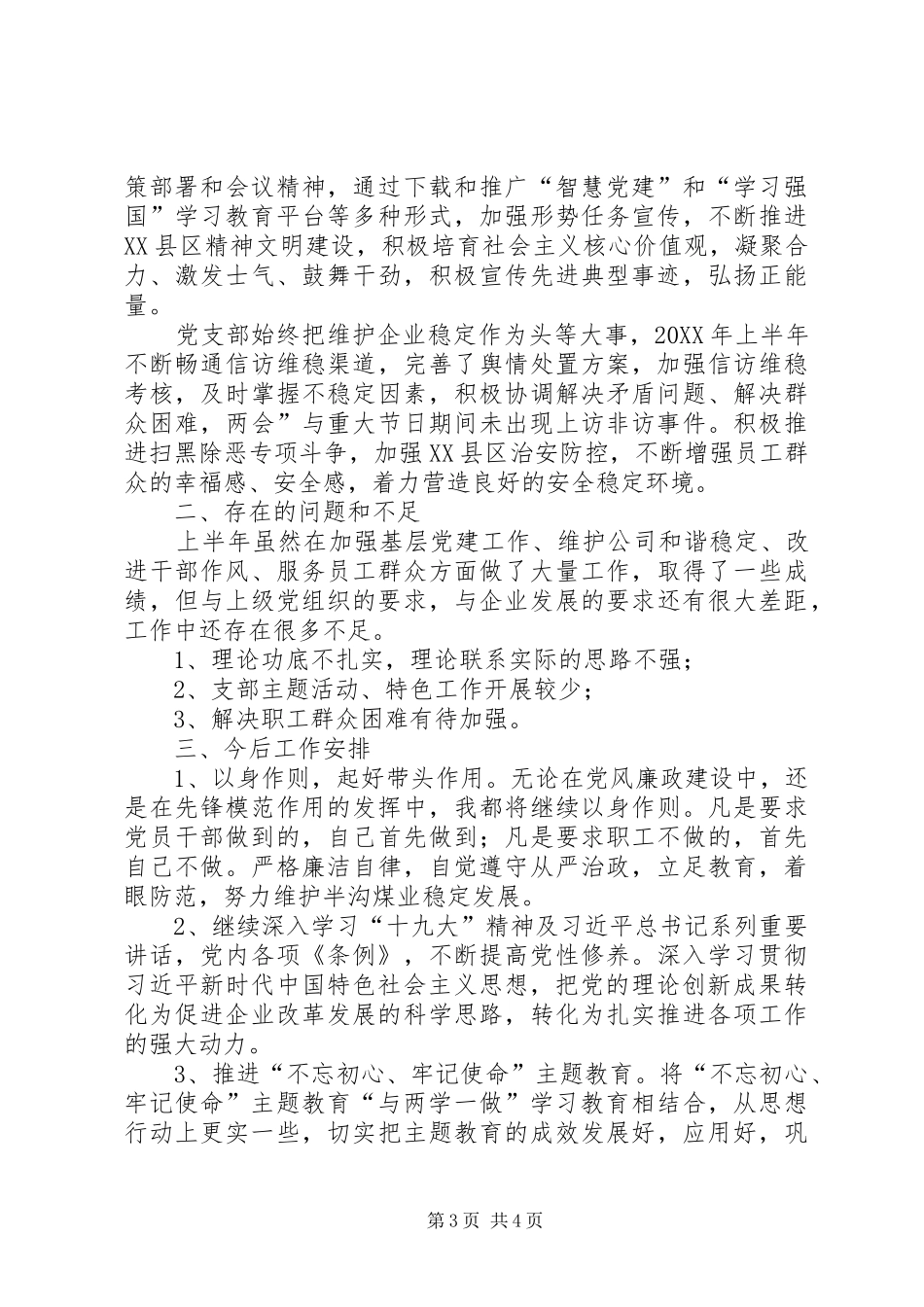 2024年公司党支部上半年述职报告_第3页