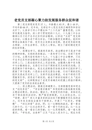 2024年老党员支部凝心聚力助发展服务群众促和谐