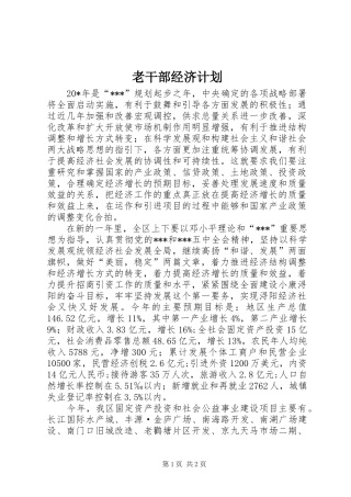 2024年老干部经济计划