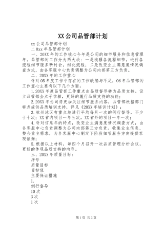 2024年公司品管部计划