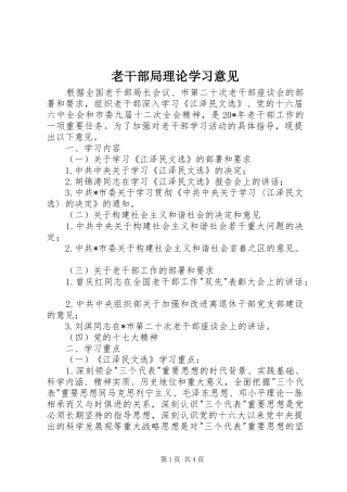 2024年老干部局理论学习意见