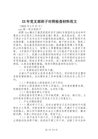 2024年党支部班子对照检查材料范文
