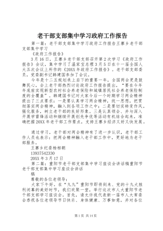 2024年老干部支部集中学习政府工作报告