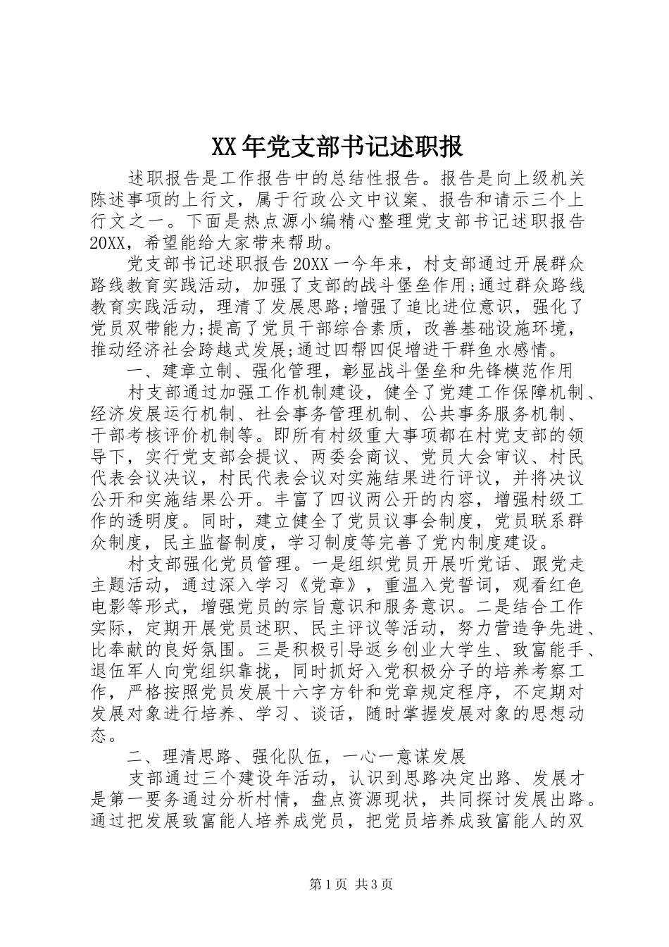2024年党支部书记述职报_第1页
