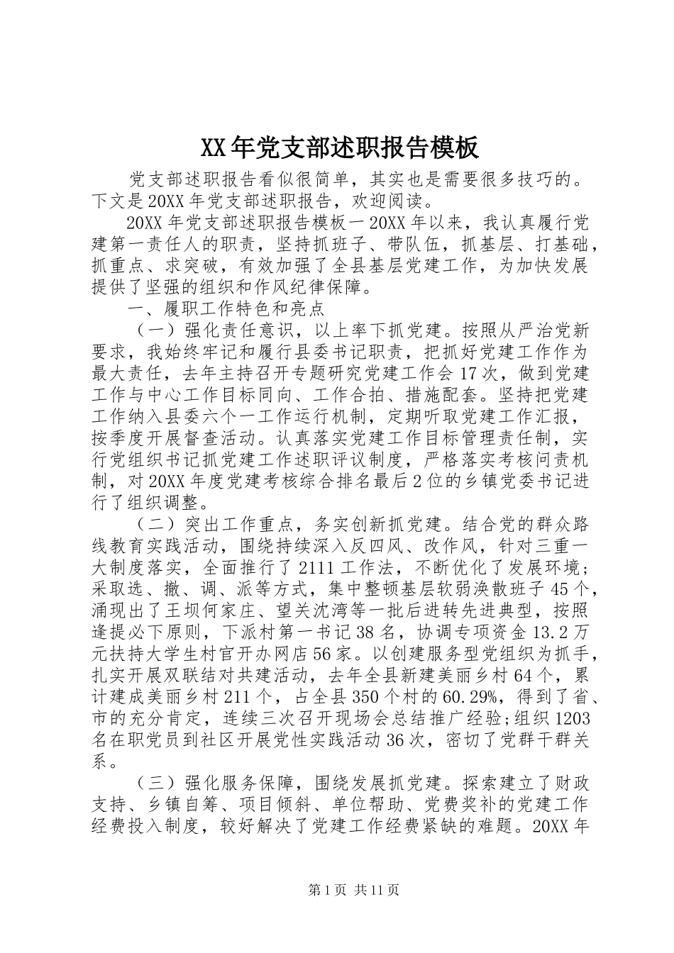 2024年党支部述职报告模板_第1页