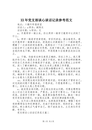 2024年党支部谈心谈话记录参考范文