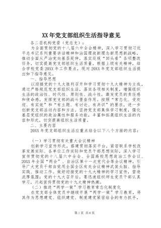 2024年党支部组织生活指导意见