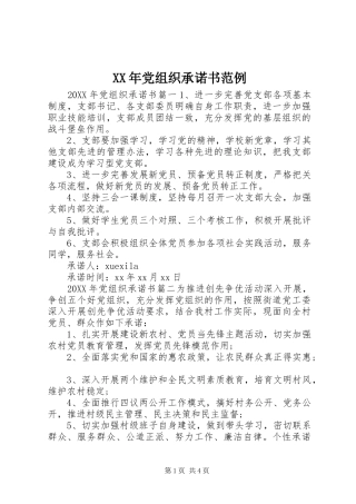 2024年党组织承诺书范例