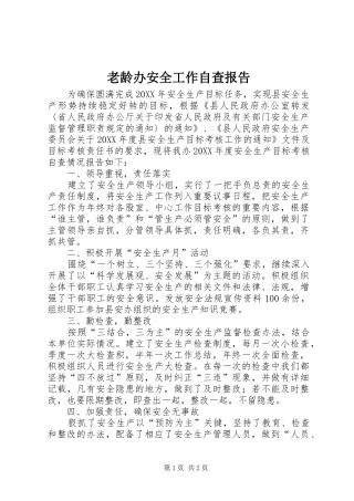 2024年老龄办安全工作自查报告
