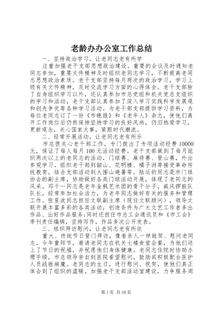 2024年老龄办办公室工作总结