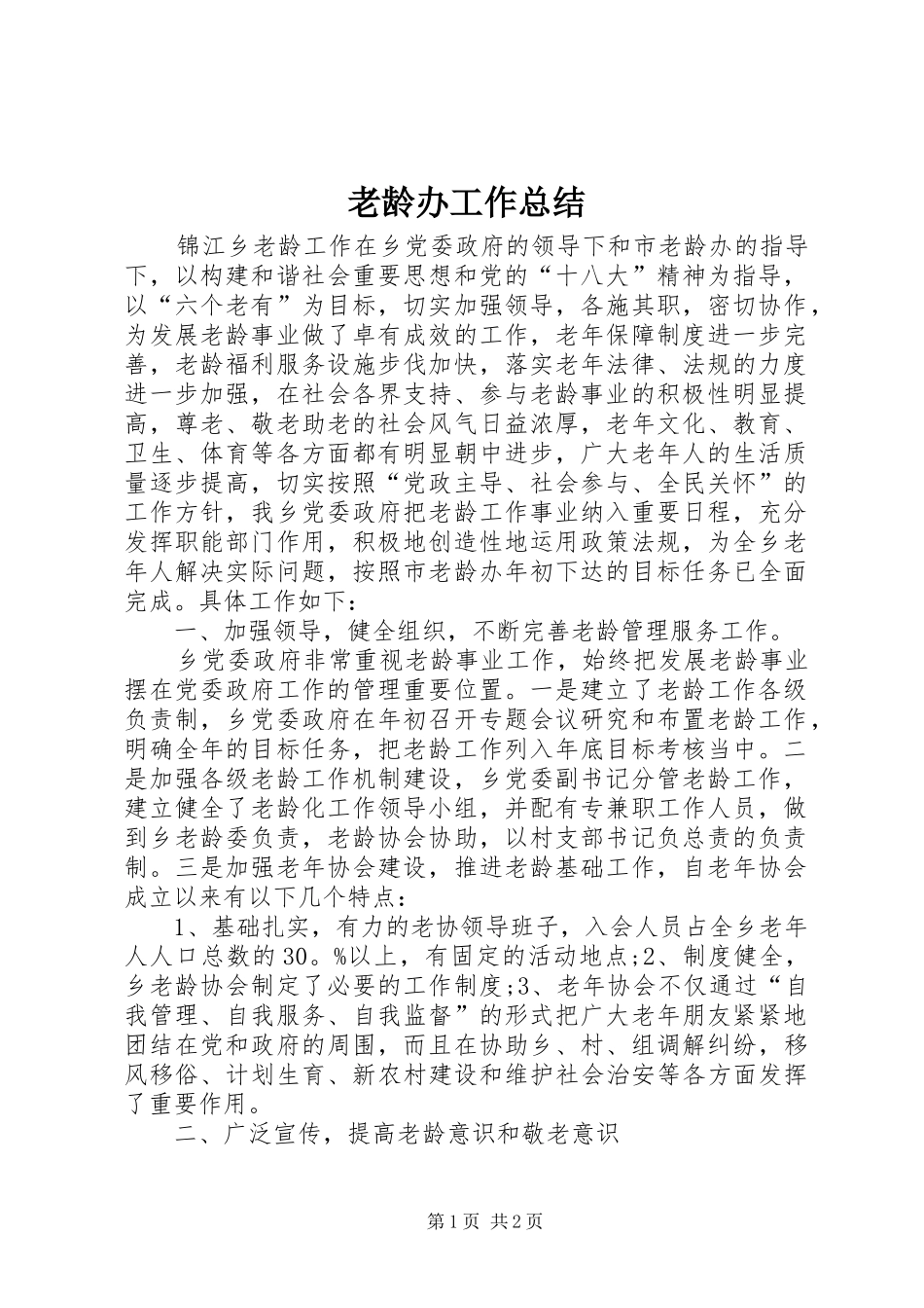 2024年老龄办工作总结_第1页