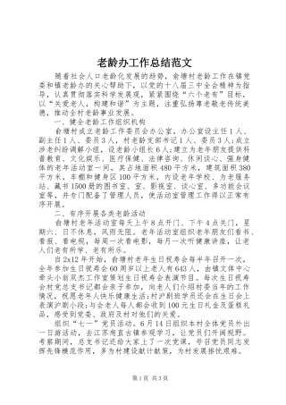2024年老龄办工作总结范文
