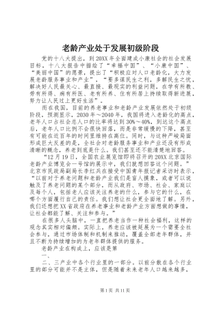 2024年老龄产业处于发展初级阶段
