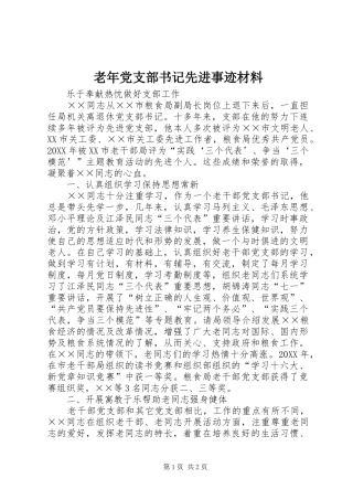 2024年老年党支部书记先进事迹材料
