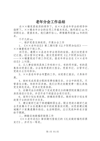 2024年老年分会工作总结