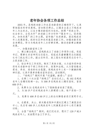 2024年老年协会各项工作总结