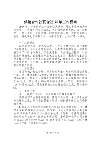 2024年供销合作社联合社工作要点