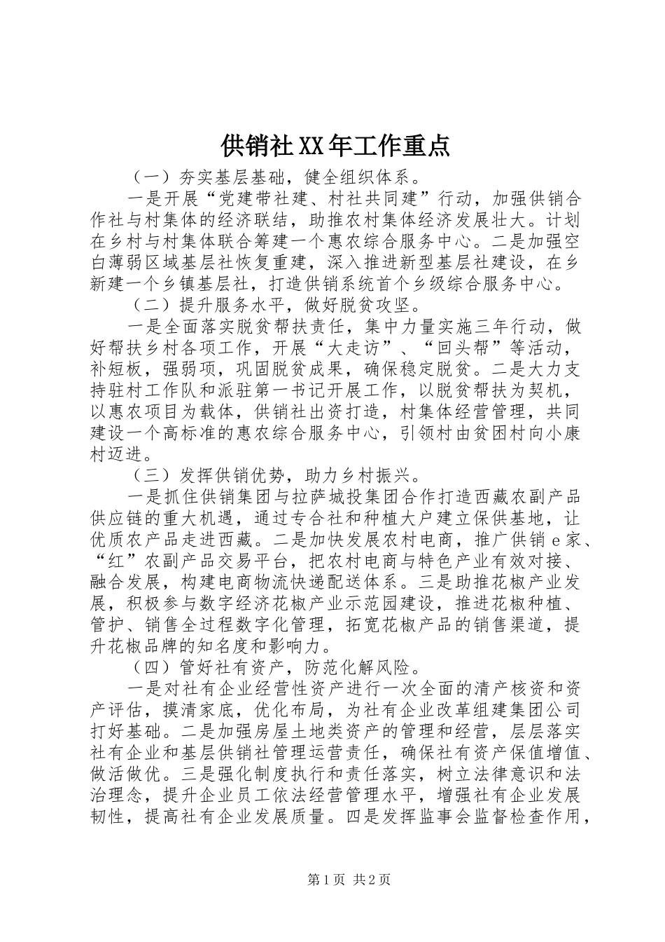 2024年供销社工作重点_第1页