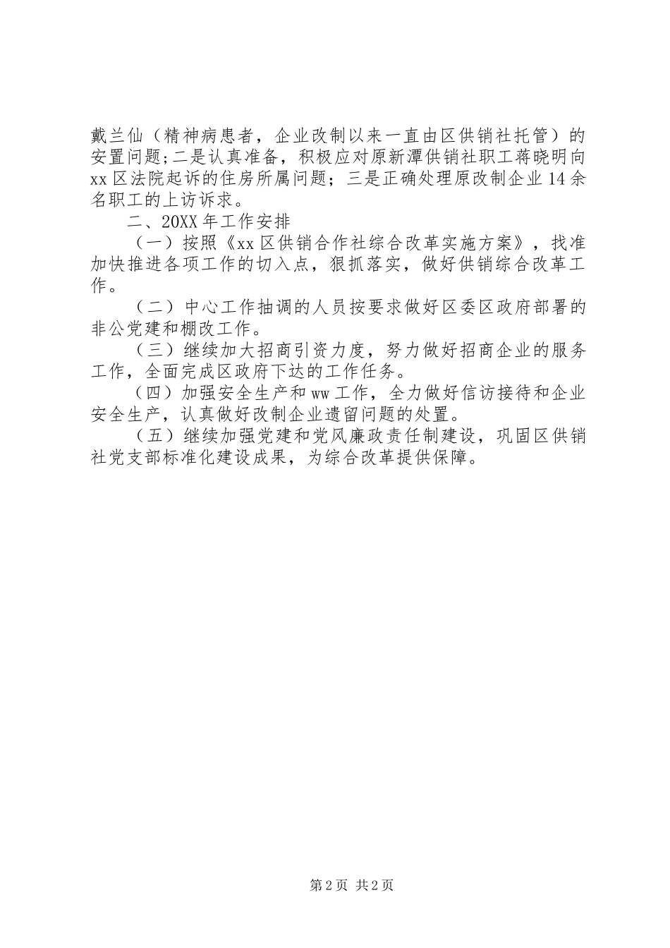 2024年供销社工作总结和工作安排_第2页