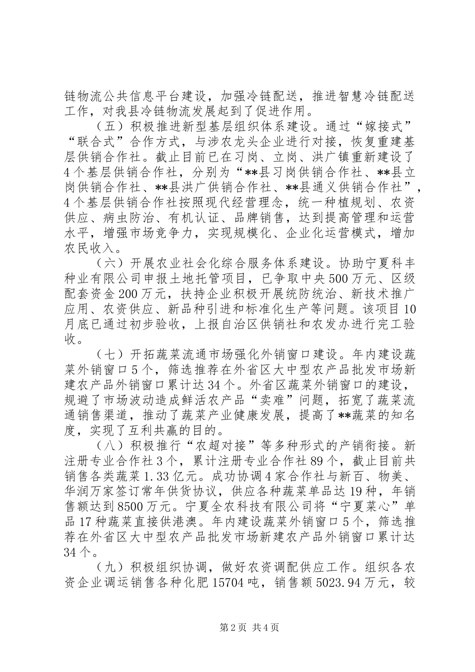 2024年供销社工作总结暨工作思路_第2页